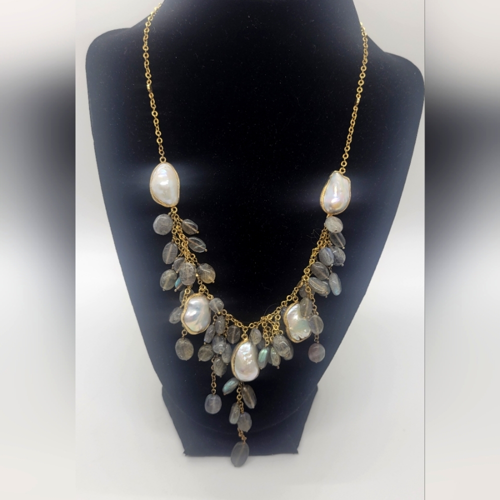 Elegant  Mobe Pearl and Labradorite Necklace